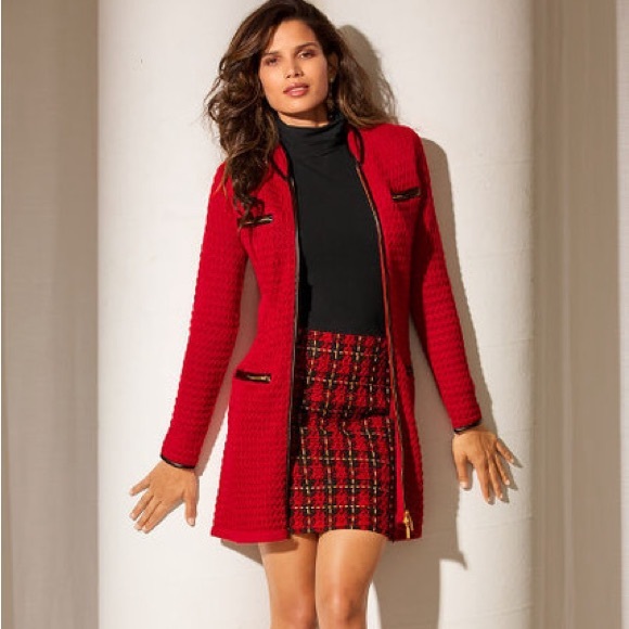 Boston Proper Textured Sweater Coat Size X-Small Beaded Zip Front - Picture 11 of 13